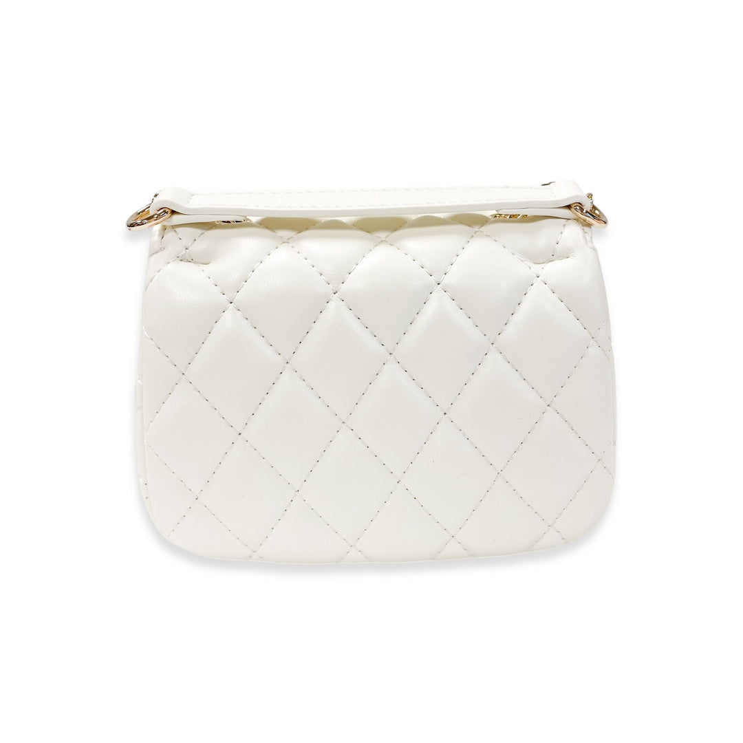 White quilted bag on a white background