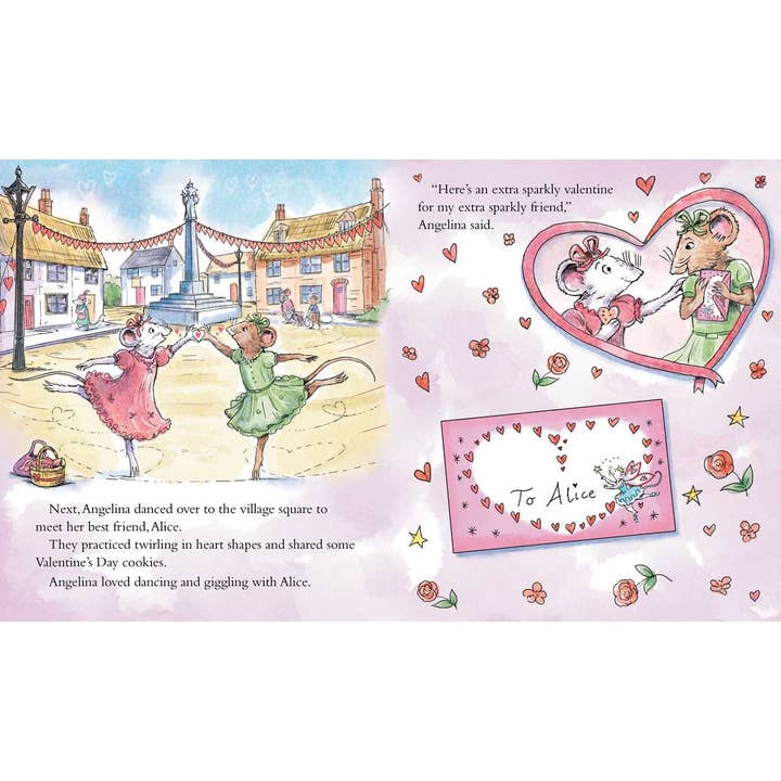 these two pages depict what two of the pages look like with a valentines theme. 