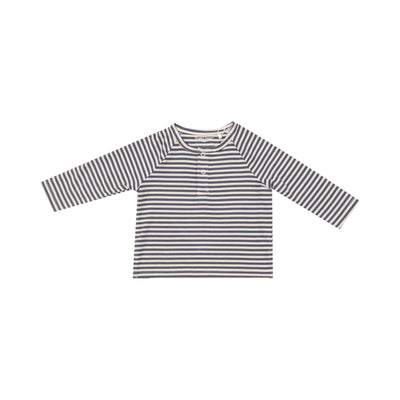 navy and oat stripe long sleeve henley tee. 