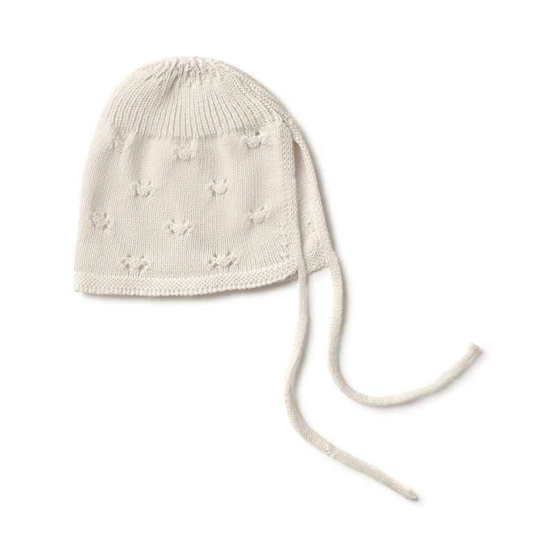 Hat | Pointelle Knit Bonnet - Cream | Li and Me
