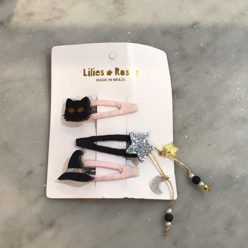 Snap Clip Set | Witch Hat and Cat | Lilies and Roses NY