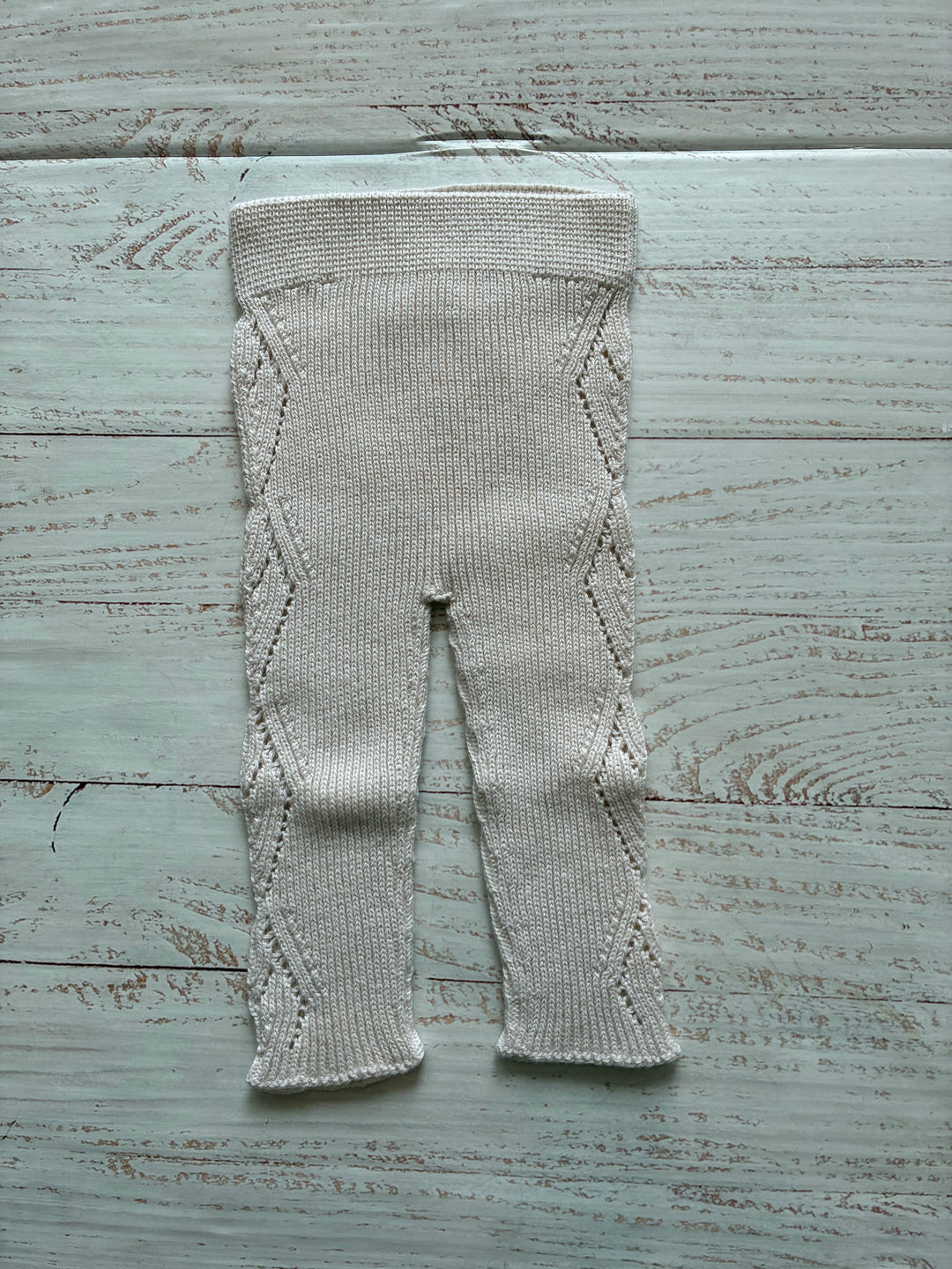 Baby Girl Bottoms | Knit Openwork Pants - Cream | Li and Me