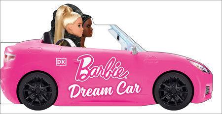 board book with barbie in her pink dream car. 