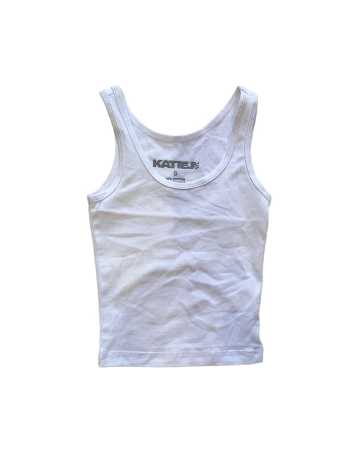 sleeveless white tank top with scoop neck