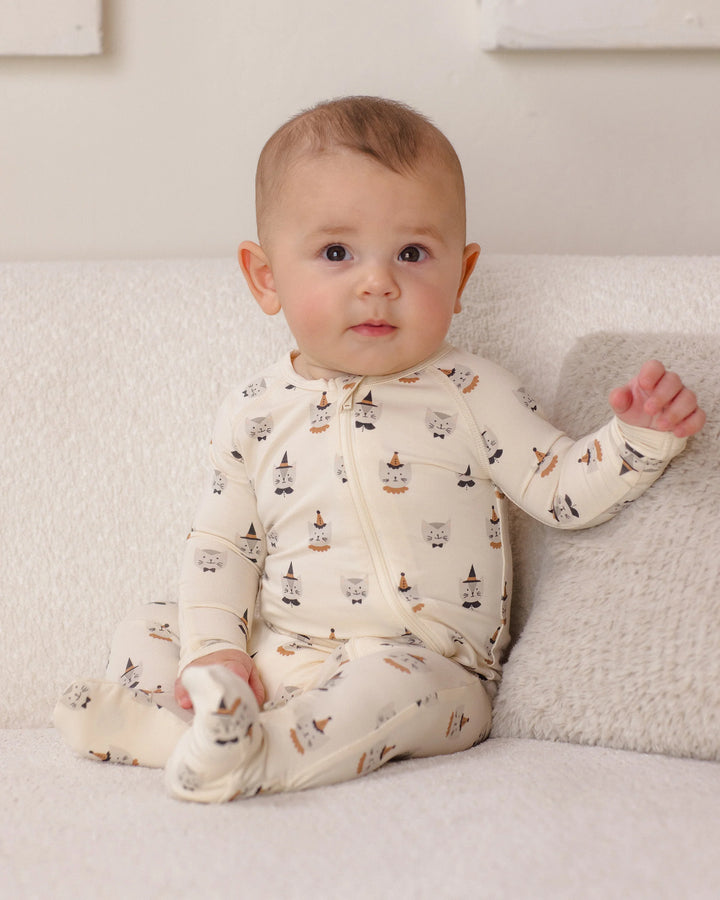 Baby Unisex Footie | Bamboo Zip Footie- Costume Kittens | Quincy Mae