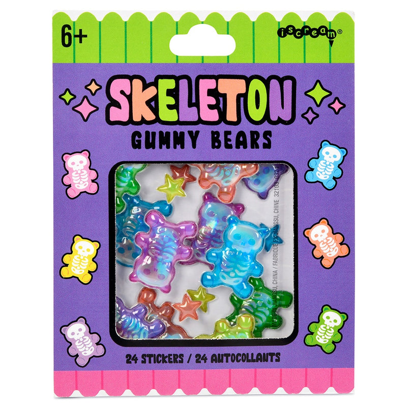 gummy bear puffy stickers that look like puffy skeleton gummy bears