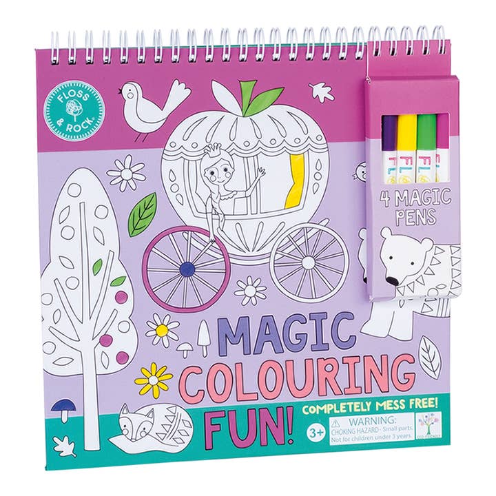 special coloring pad in a fairy tale theme with markers that can only show up on this paper.  