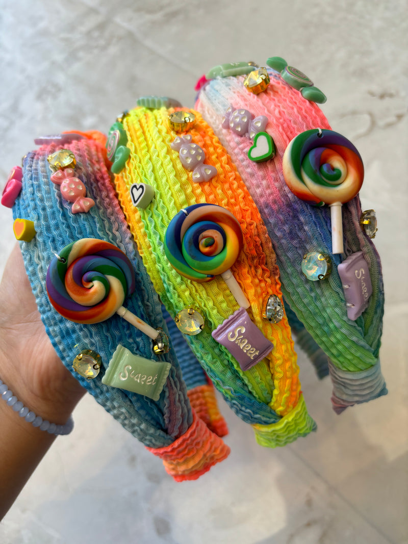 Headbands | Crinkle Neon Tie Dye - candy charms | Bari Lynn Accessories
