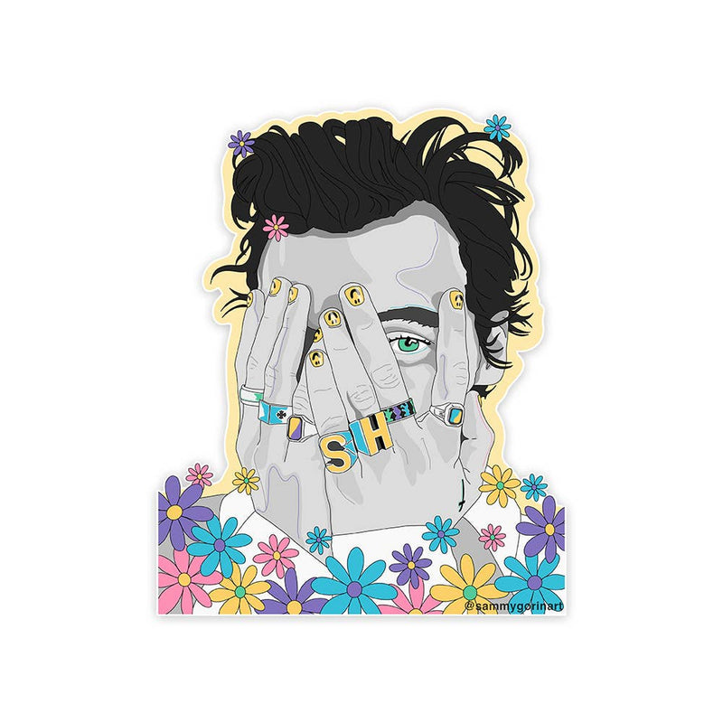 Sticker |Harry Styles Black and White Flowers Sticker| Sammy Gorin