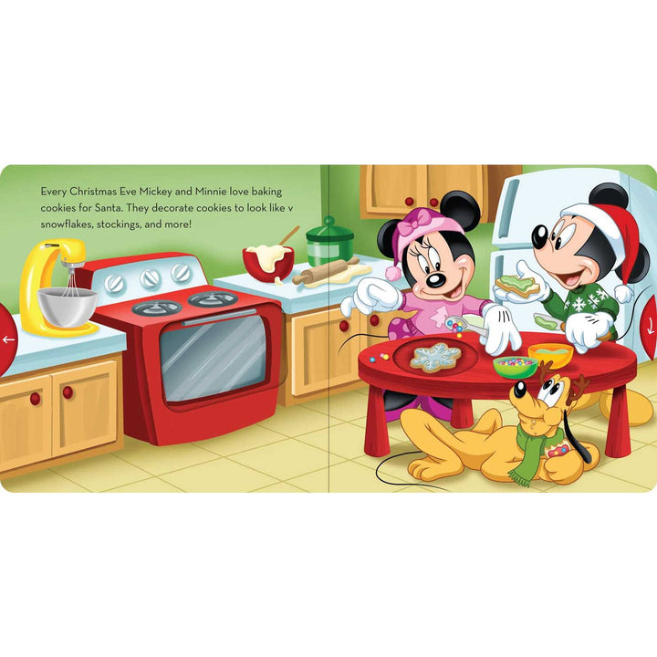 Cartoon characters in a kitchen preparing cookies for Christmas.