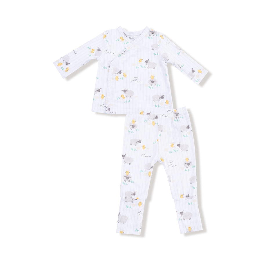Baby take home set with animal pattern on a white background