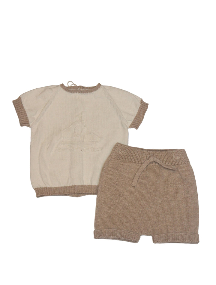 Baby Unisex Sweater|Embroidered Knit Top- Toasted Sailboat | Li and Me