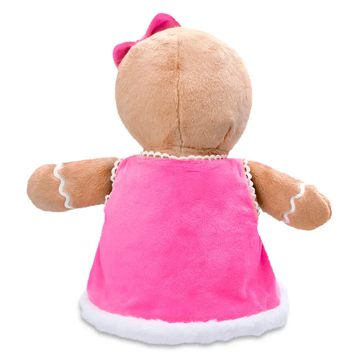 Plush toy with a pink dress on a white background
