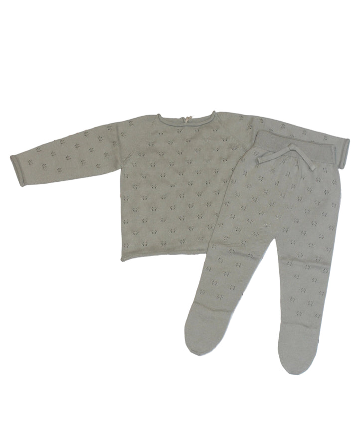 Baby Boy Sets | 2PCS: Knit Sweater and Footed Pants- Apple | Li and Me
