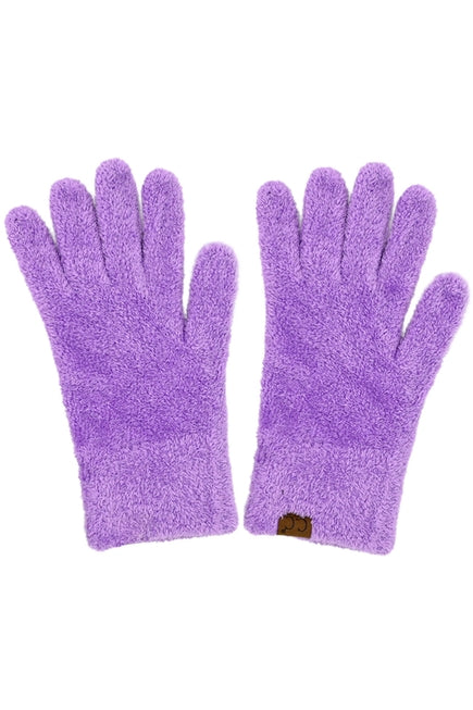 chenille gloves in the color purple