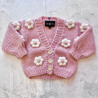 Girls Sweater | Hand Wool Knit Daisy Cardigan | Petite Hailey