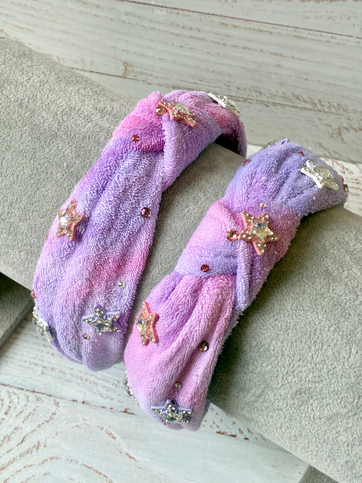 Headband | Purple Ombre Top Knot Headband with Star Charms | Bari Lynn Accessories