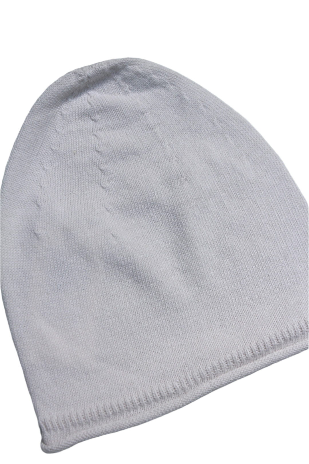 knit baby beanie hat in a creme color 