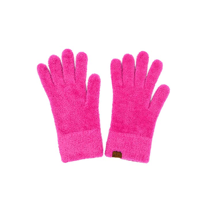 hot pink chenille gloves 