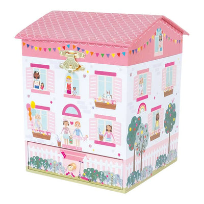 jewelry box with lid closed looks like doll house. 