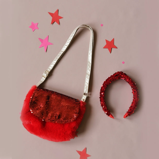 rockahula red sequin bag with red sequin headband