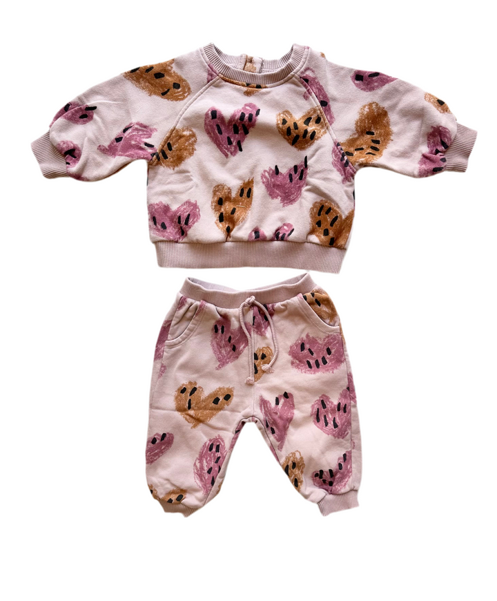 Baby Girl Sweater | Fleece Sweater- Orange Hearts | Play Up