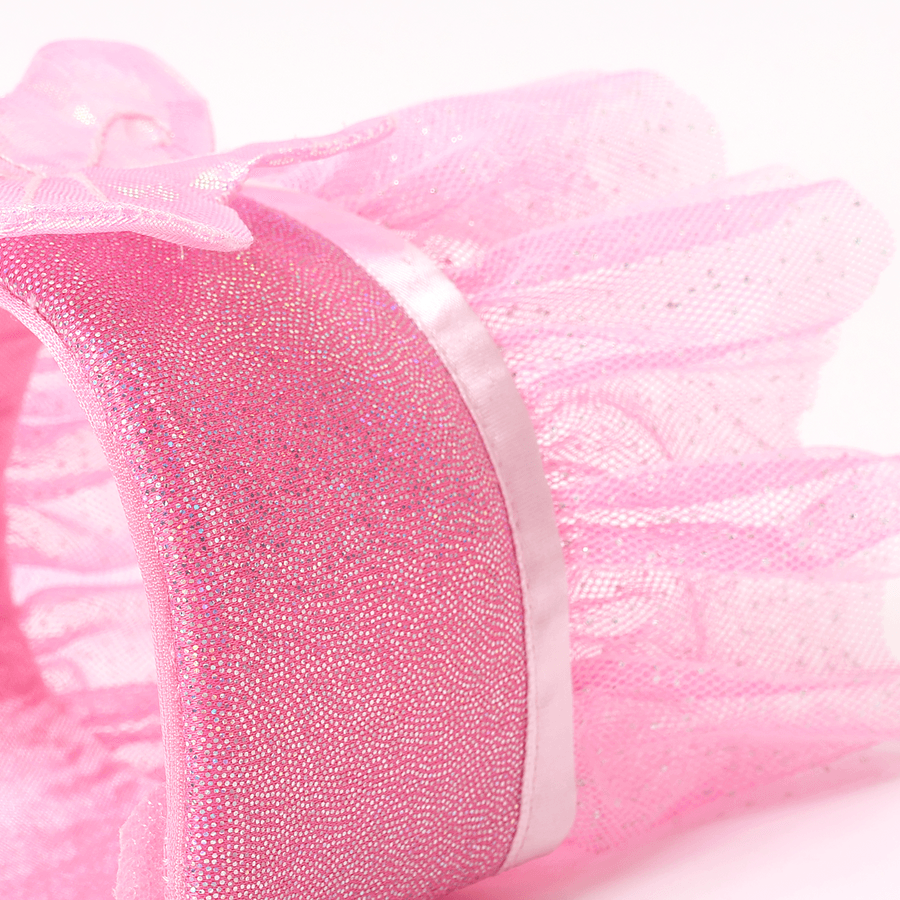 close up of the fairy costume and all of the sparkles on the costume. 