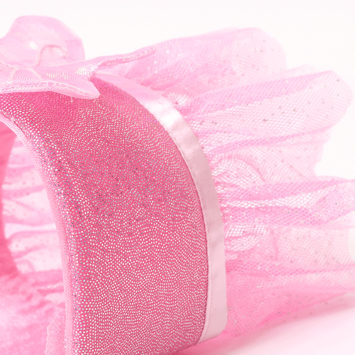 close up of the fairy costume and all of the sparkles on the costume. 