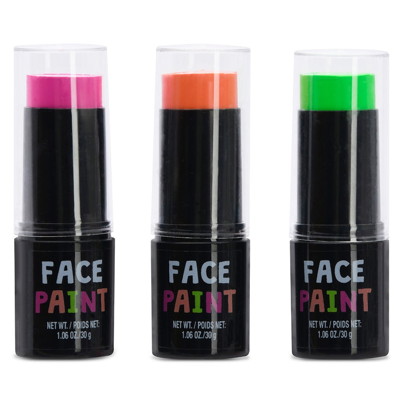 face paint set 3 colors: green, orange, pink all neon. 