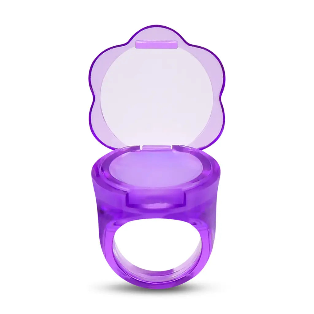 Purple ring with open lid on a white background