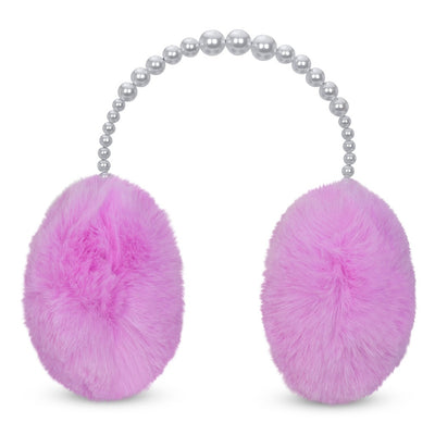 girls earmuffs, lavender puff attached to pearl headband. 