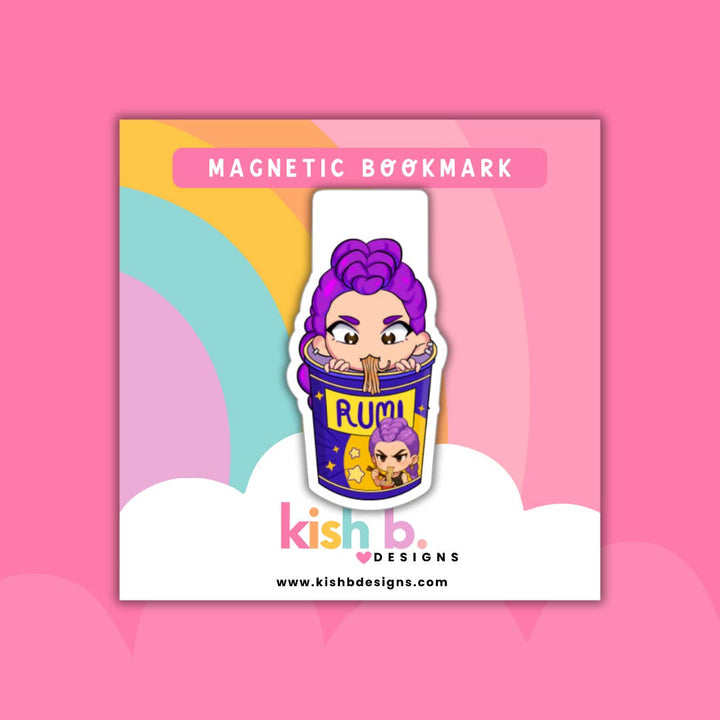 Magnetic bookmark with cartoon character design on a colorful background