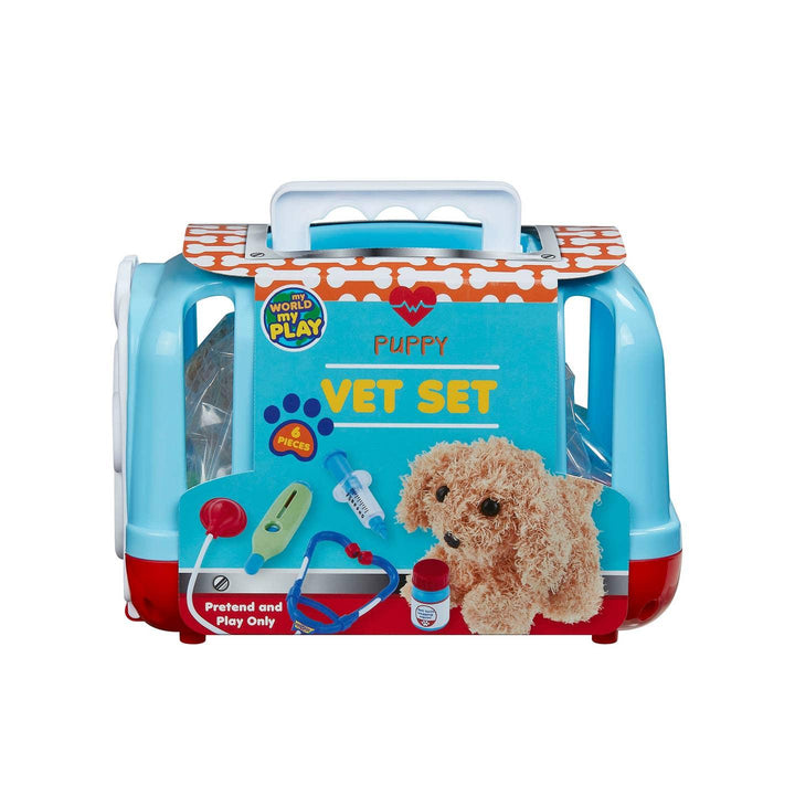 carry case for the puppy and all of the items you need to be a vet. pupp vet set. 