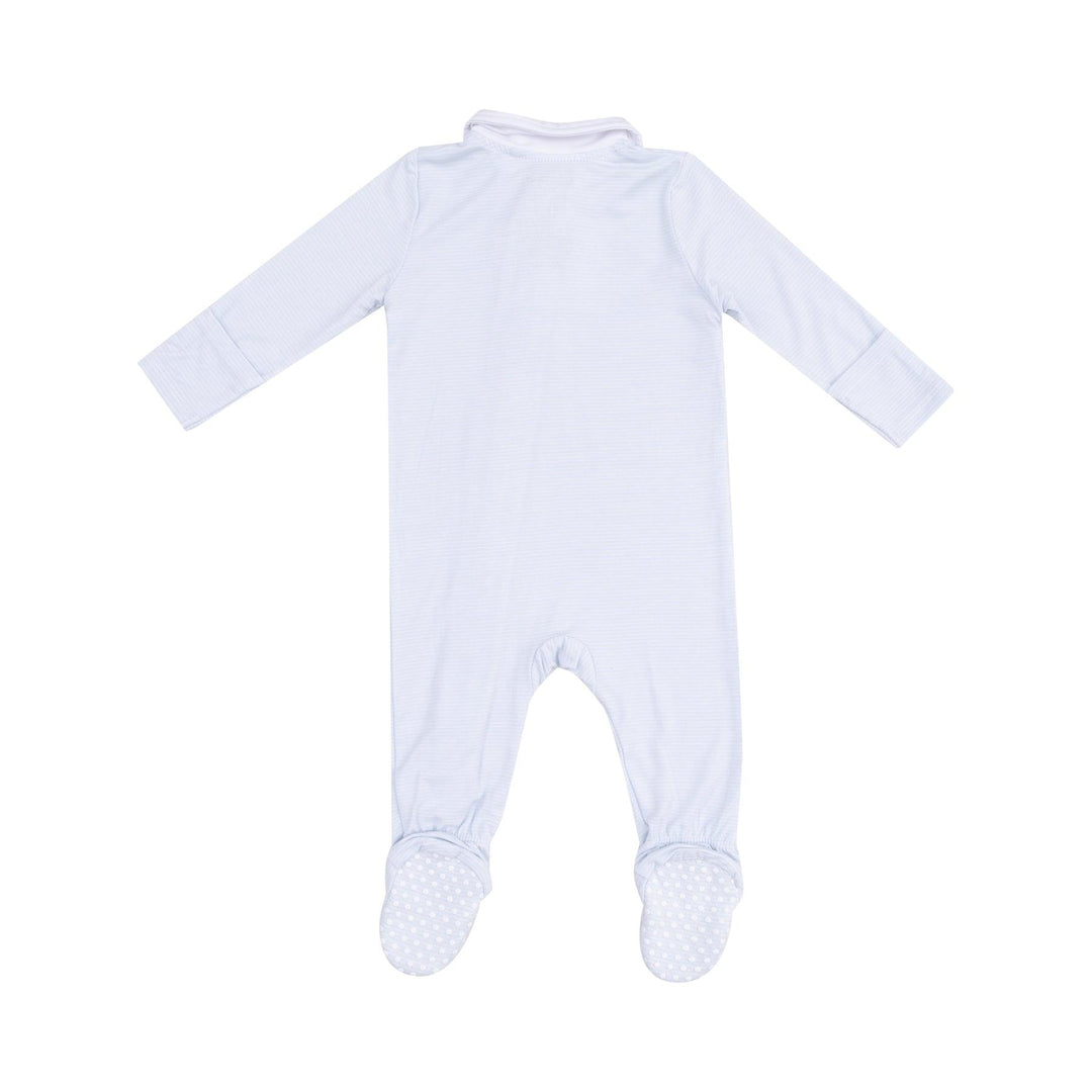 Baby Boy Footie | 2 Way Zipper: Polo Footie- Classic Blue Stripe | Angel Dear