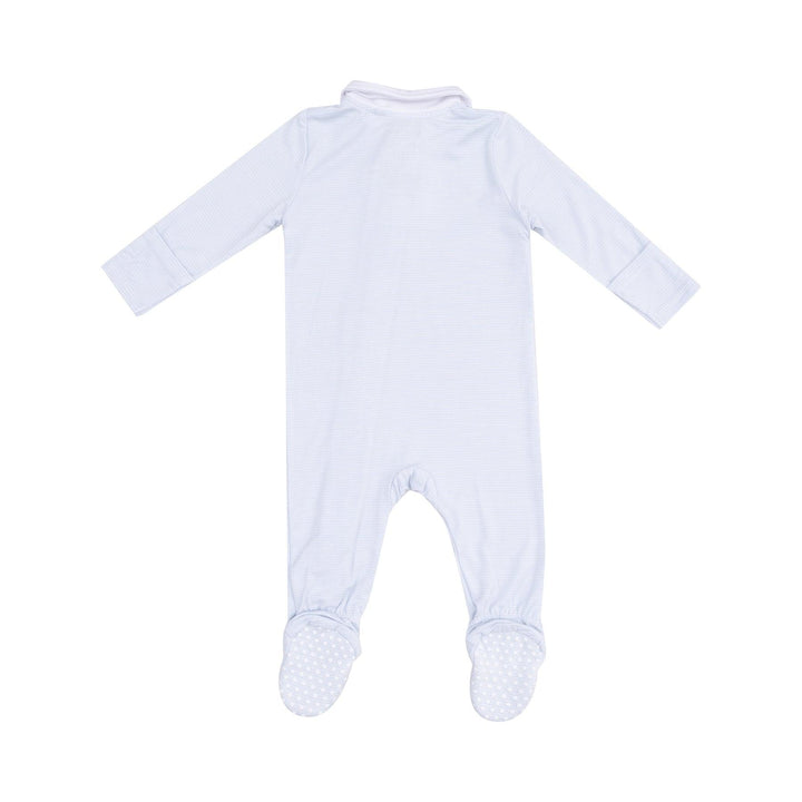 Baby Boy Footie | 2 Way Zipper: Polo Footie- Classic Blue Stripe | Angel Dear