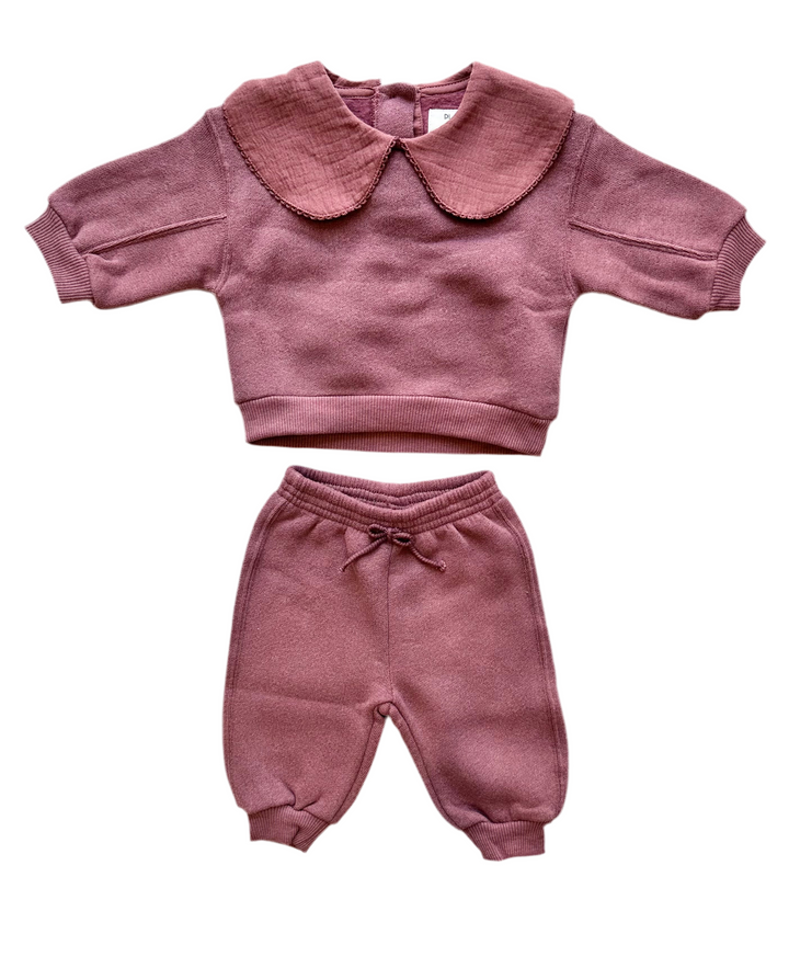 Baby Girl Sets | 2PCS: Fleece Sweatshirt and Joggers - Burgundy | Play Up