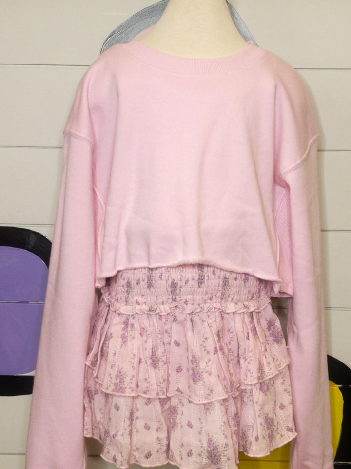 Tween Bottoms | Bianca Skirt- Violet Stripe Floral | Katie J NYC
