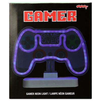 neon light in the shape of a gaming control