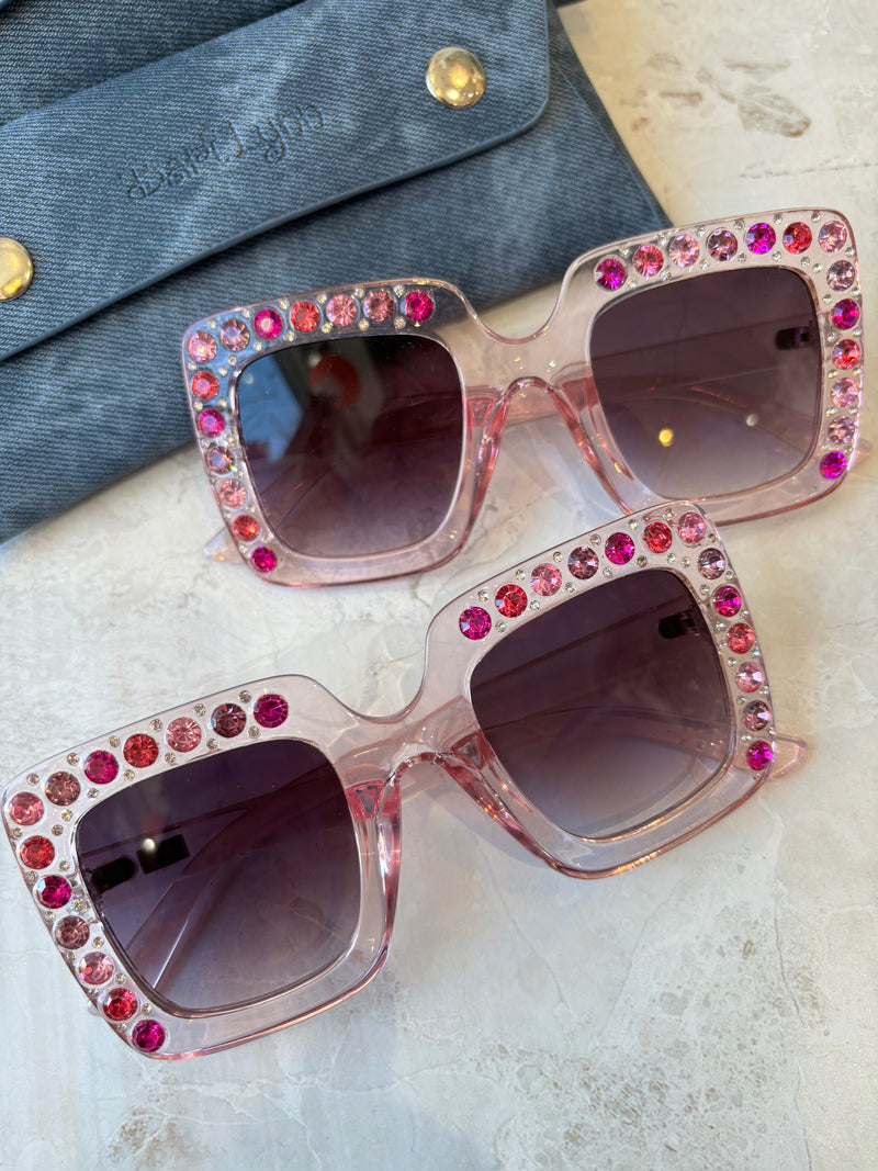 Girls Sunglasses | Crystallized Square - Pink | Bari Lynn Accessories