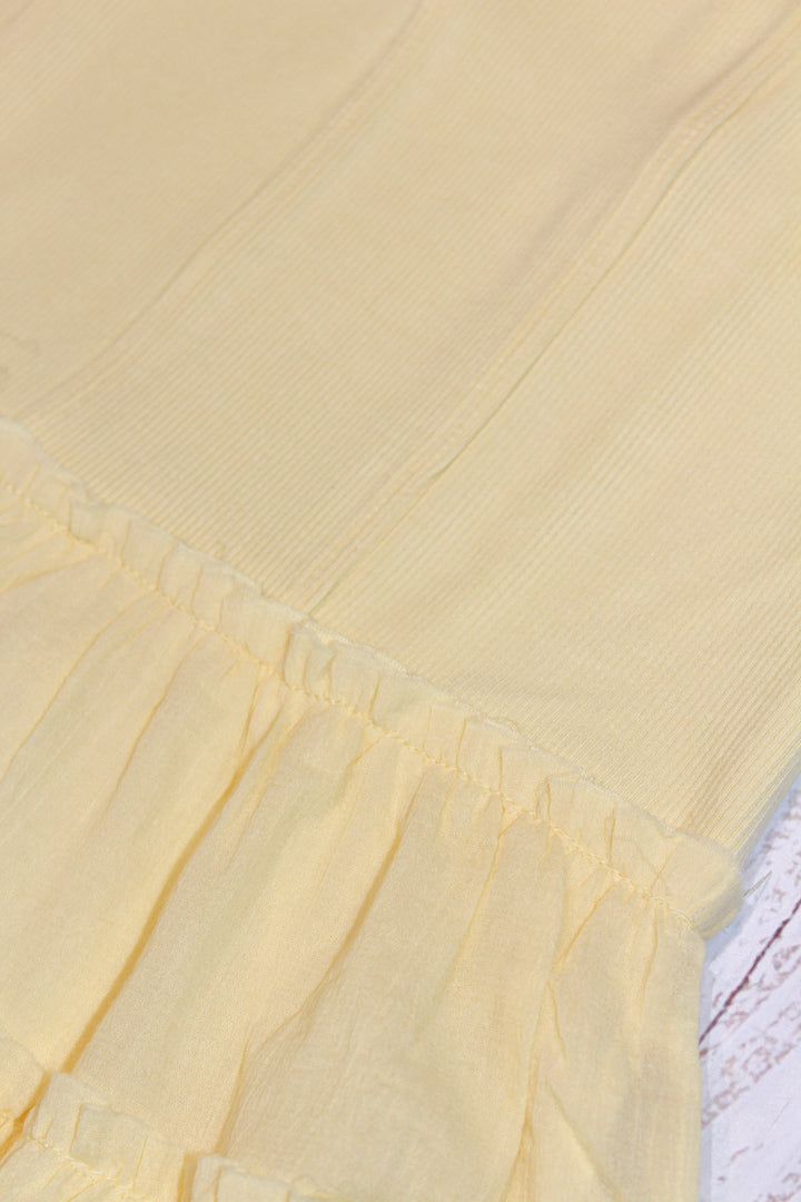 Tween Dresses | Mixed Media Dropped Waist Dress- Lemon Drop | Tenly
