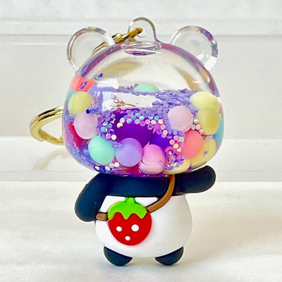 panda keychain with purple head