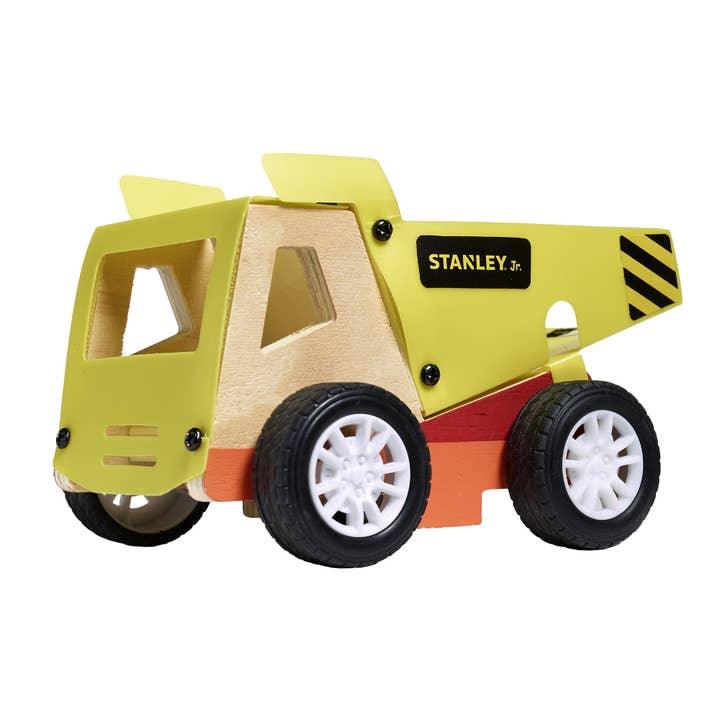 dump truck pre built with wheels and stanley wallls screwed into the side of the truck