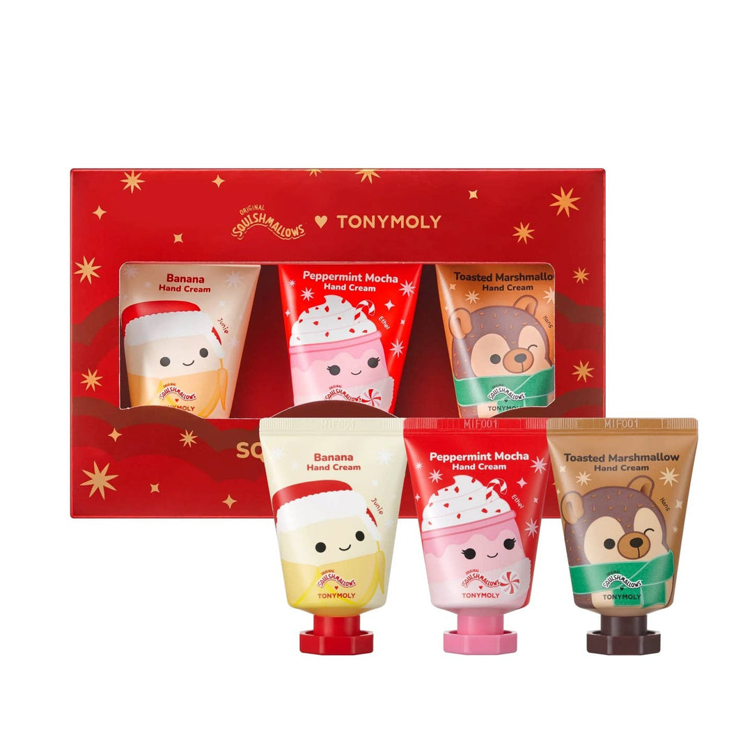 TONYMOLY hand cream set with a red gift box on a white background