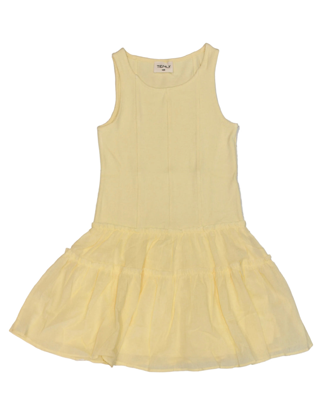 Tween Dresses | Mixed Media Dropped Waist Dress- Lemon Drop | Tenly