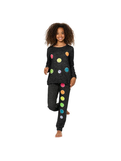 Tween Bottoms | Sequin Smiley Face Patches- Charcoal | Malibu Sugar