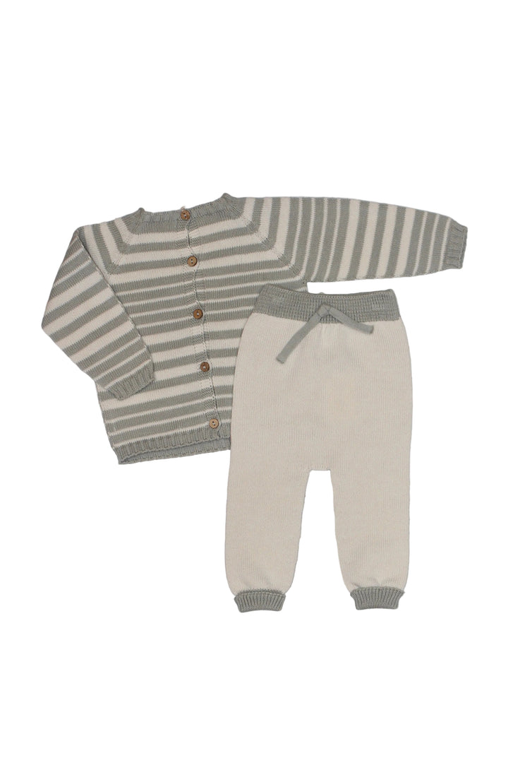 Baby Boy Bottoms | Knit Trousers - Cream/Apple | Li and Me