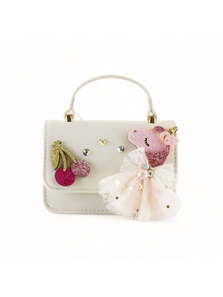 Handbag | Unicorn and Cherry Applique - Cream | Doe a Dear