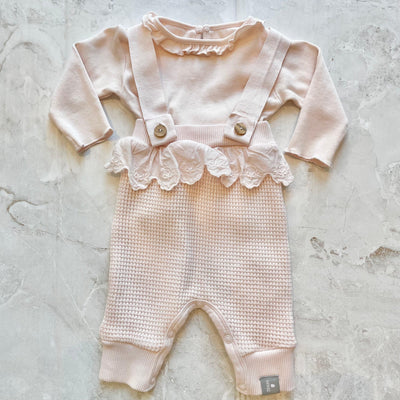 Baby Girl Sets | Overalls and Long Sleeve Top - Light Pink | Snug