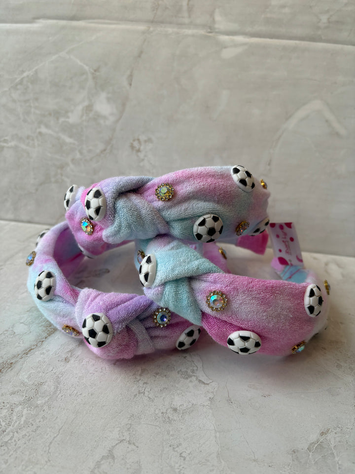 Headband | Soccer Terry Knot Headband - Cotton Candy | Bari Lynn Accessories