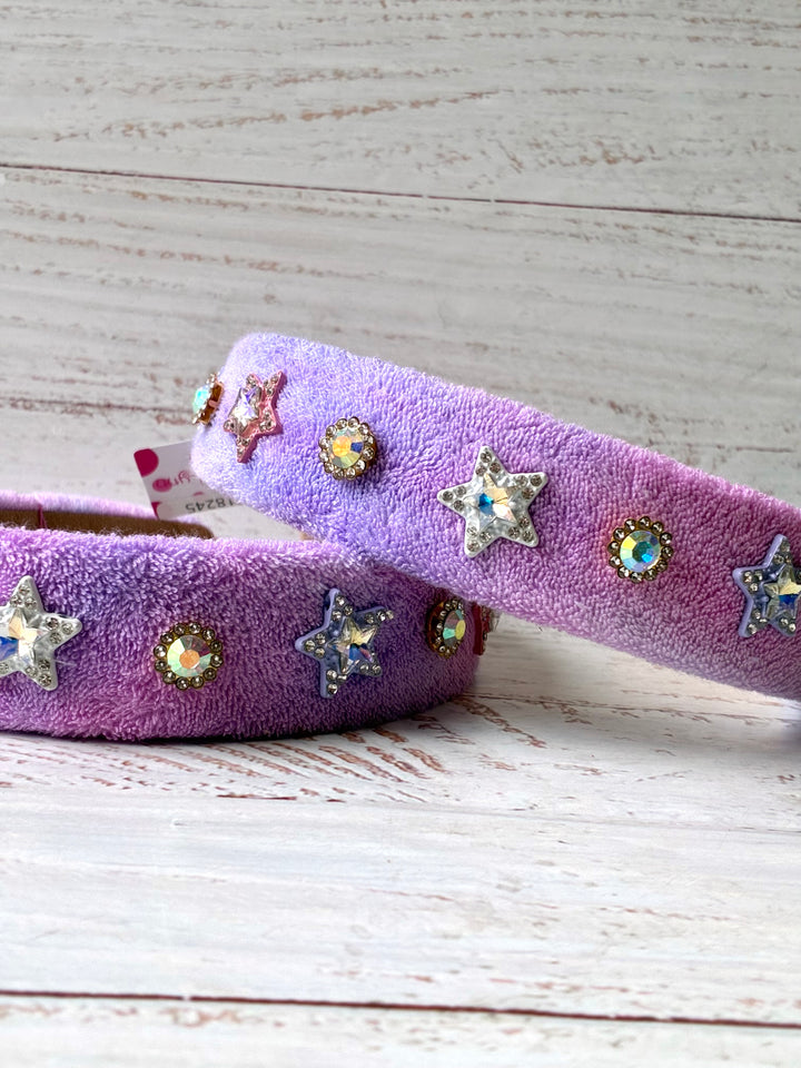 Headband | Purple Ombre Padded Headband with Star Charms | Bari Lynn Accessories